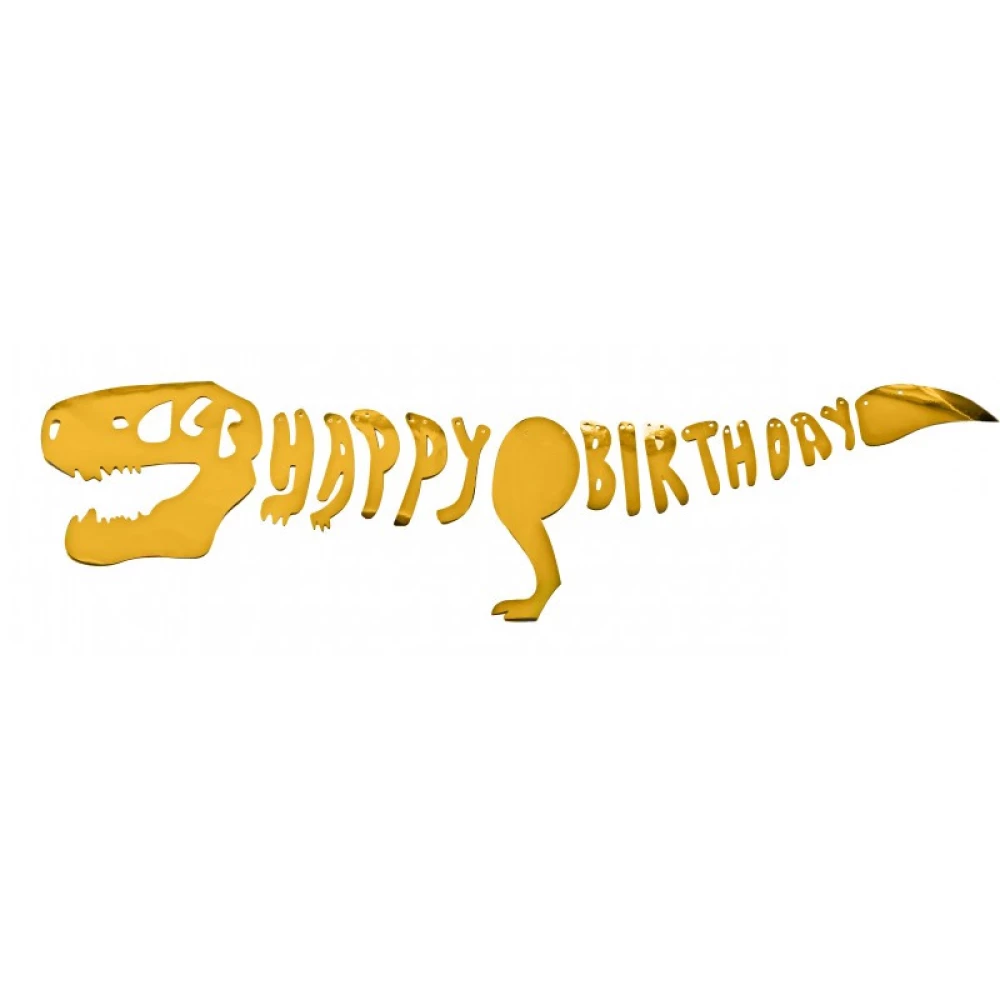 Гірлянда “Динозавр Happy Birthday“ золото