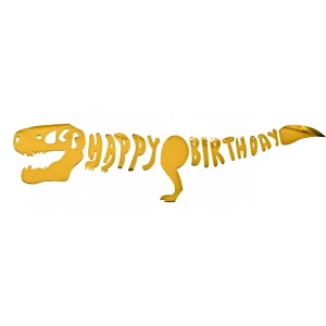 Зображення товара - Гірлянда “Динозавр Happy Birthday“ золото