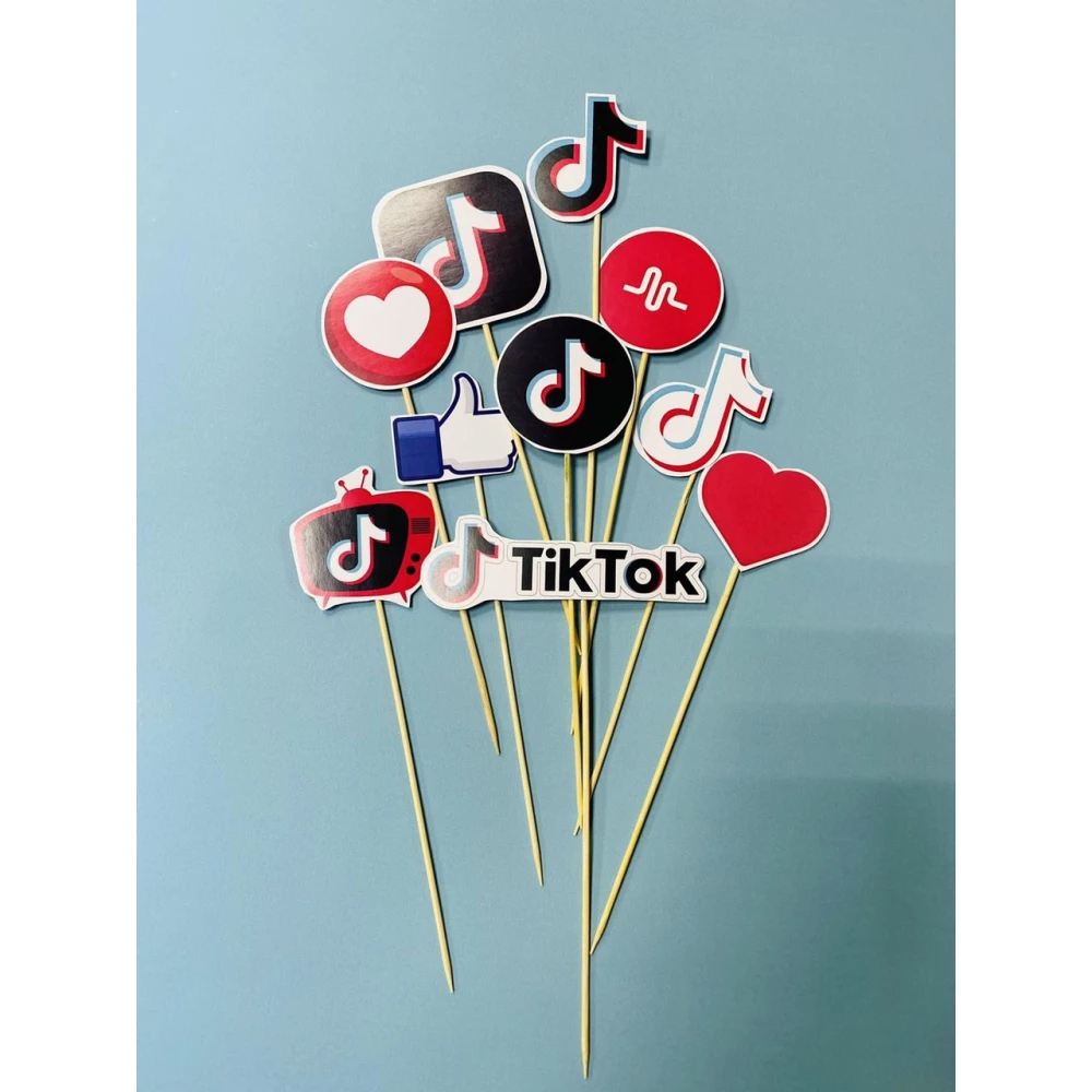Набор средние топперы в торт (8см) вырубка “Тик Ток“ (10шт./уп.)