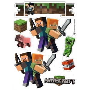 Изображение товара -  Вафельная картинка на торт “Майнкрафт“ / Minecraft (лист А4)- 13 картинок, На листе А4 13 картинок майнкрафт