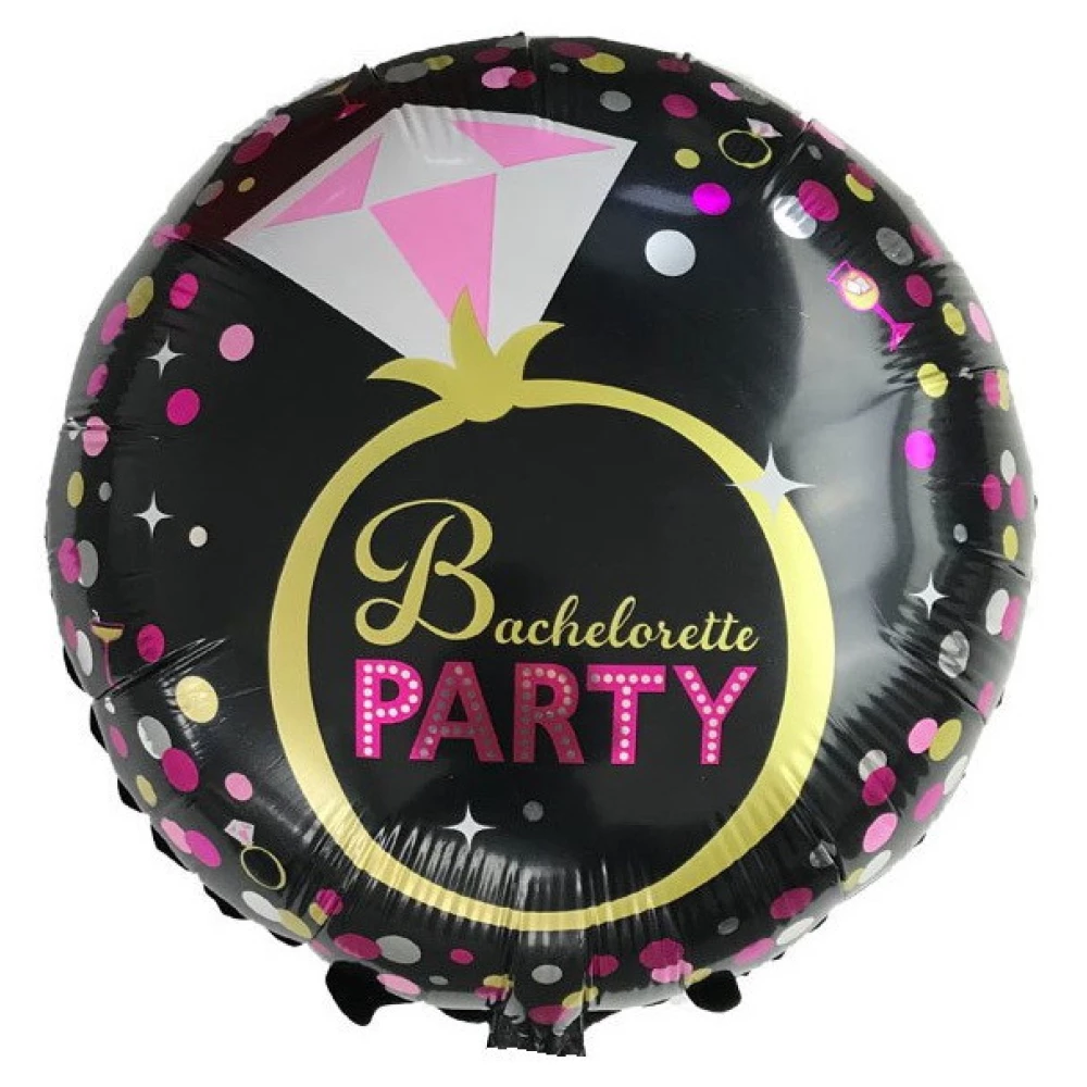 ШАРЫ ФОЛЬГИРОВАННЫЕ КРУГЛЫЕ “PARTY BACHELORETTE“ КОЛЬЦО..ДИАМЕТР: 18“(45 СМ).