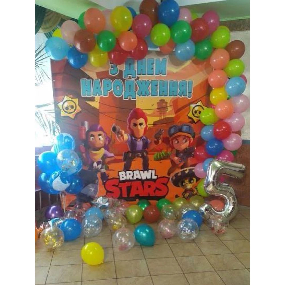 Баннер 2х2м “Бравл Старс“ оранжевый - Фотозона (виниловый) - Украинский