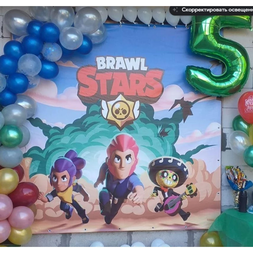 Баннер 2х2м “Бравл Старс / Битва звезд -Пустыня“ Фотозона (виниловый)на день рождения - Без поздравительной