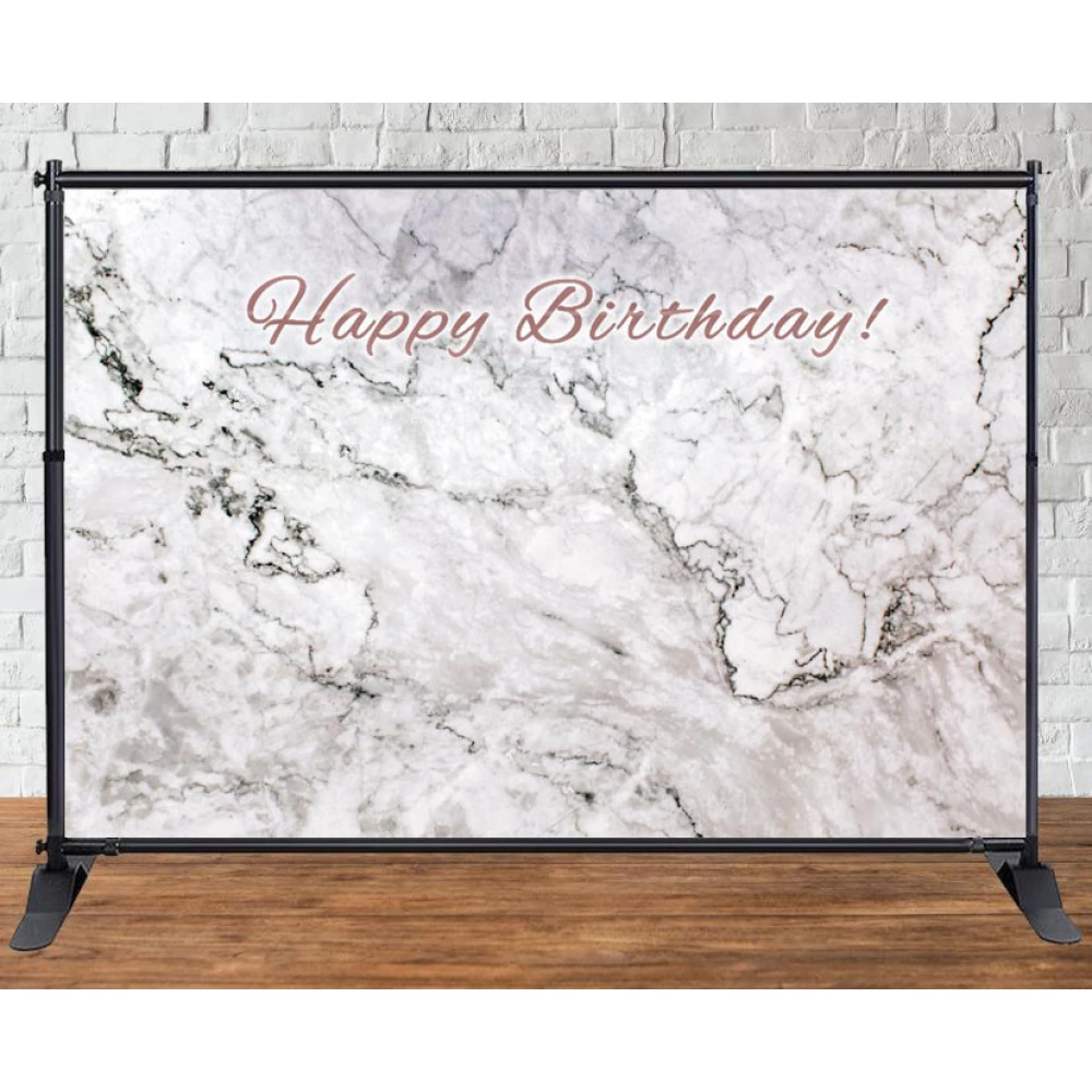 Баннер 3х2м (Мраморный)- Фотозона (виниловый) на день рождения - Happy Birthday