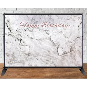 Изображение товара - Баннер 3х2м (Мраморный)- Фотозона (виниловый) на день рождения - Happy Birthday