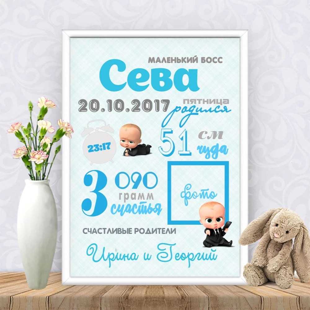 Метрика “Босс молокосос с фото“ - Печать в виде постера А4