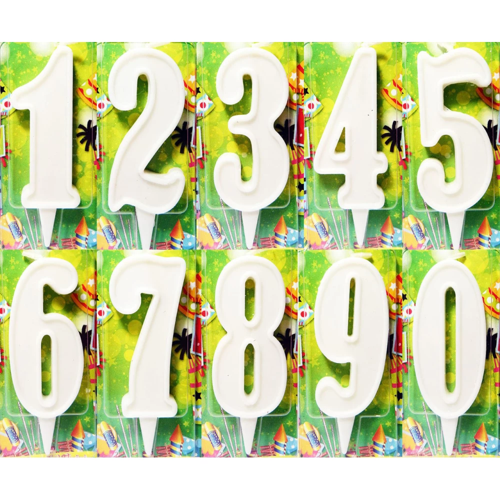 Свеча цифра в торт белая- 9