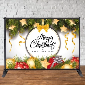 Изображение товара - Баннер Новогодний / Рождественский 3х2м “Merry Christmas“ (шары на елку) - Фотозона (виниловый)