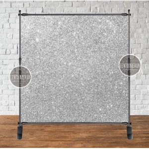 Изображение товара - Баннер 2х2м Серебро / серебряный глиттер - Фотозона (виниловый) на день рождения (без каркаса)
