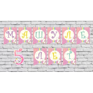 Изображение товара - Именная гирлянда “Маленький Единорог“ (цена з флажок)