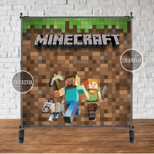 Изображение товара - Баннер “Майнкрафт“ 2х2м - Фотозона (виниловый) на день рождения -