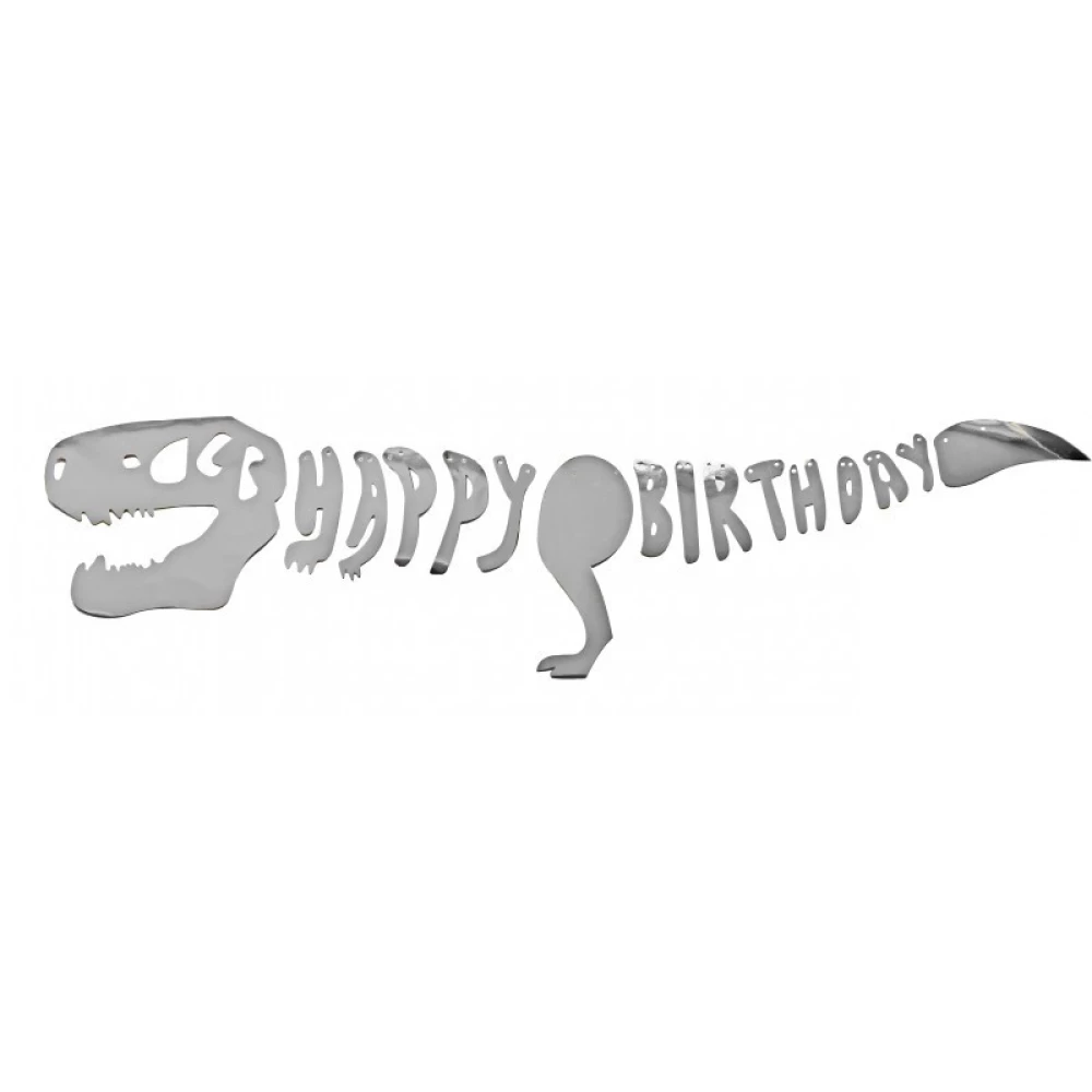 Гирлянда “Динозавр Happy Birthday“ серебро