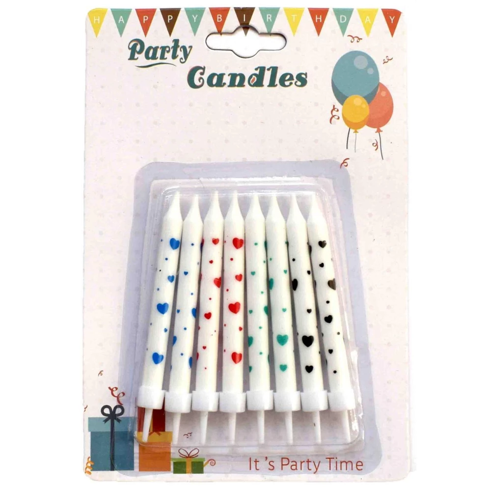 Набір Свічки для торта “Сердечка“ (8 штук)