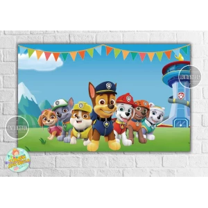 Изображение товара -  Плакат “Щенячий патруль“ голубой 120х75 см на детский День рождения - без поздравительной надписи