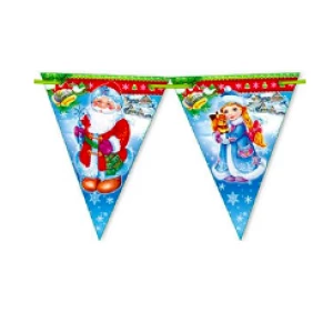 Изображение товара - Гирлянда Вымпел “Новогодняя“ (Дед Мороз, Снегурочка) 240х185мм