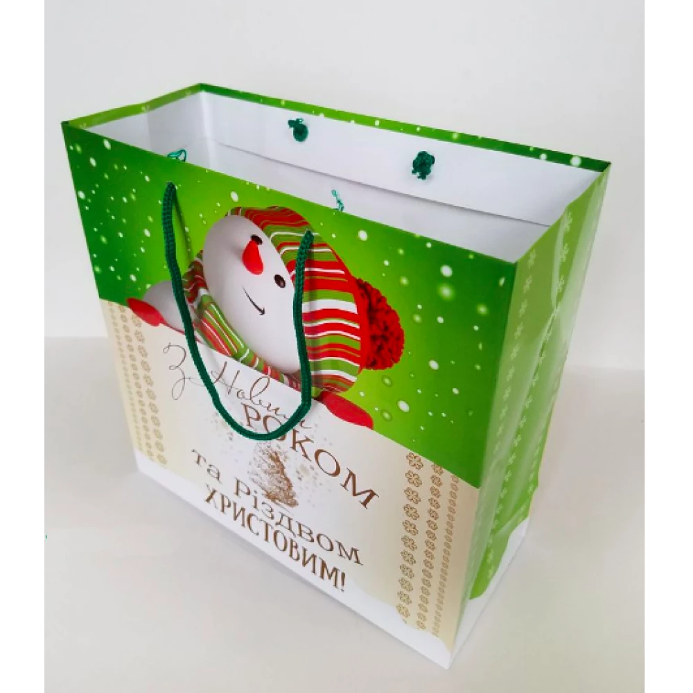 Новогодние пакеты ламинированные 16х16 (П3- Микс-8) З Новим Роком ( Снеговик), П-046