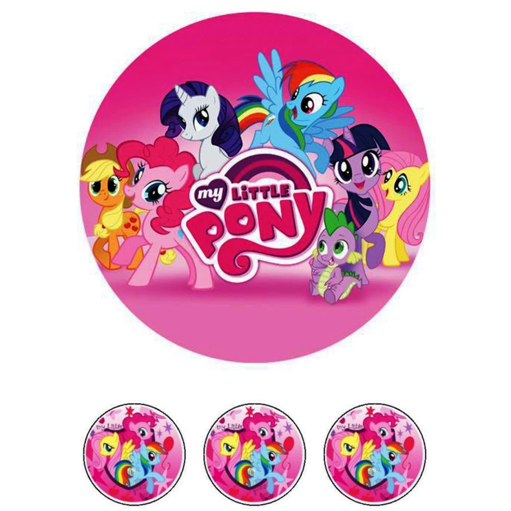 Вафельная картинка на торт “Маленькие Пони / Little Pony“ (на листе А4)- Малнькие Пони (1+3) Малиновый, Одна