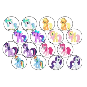 Изображение товара -  Вафельная картинка на торт “Маленькие Пони / Little Pony“ (на листе А4)- Пони 16, 16 маленьких элемнтов