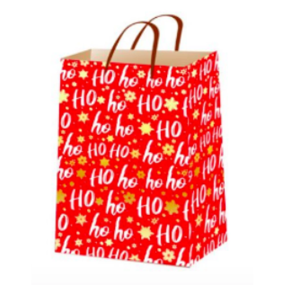 Новорічні пакети ламіновані 26х16,5х7 (П5 - Мікс-16) П5-075 / П5-75, HO-HO (Червоний)