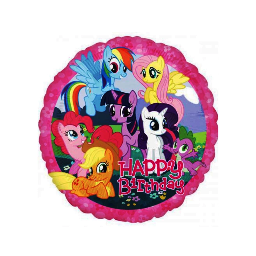 Вафельная картинка на торт “Маленькие Пони / Little Pony“ (на листе А4)- Пони 1 круглая Happy Birthday, 1