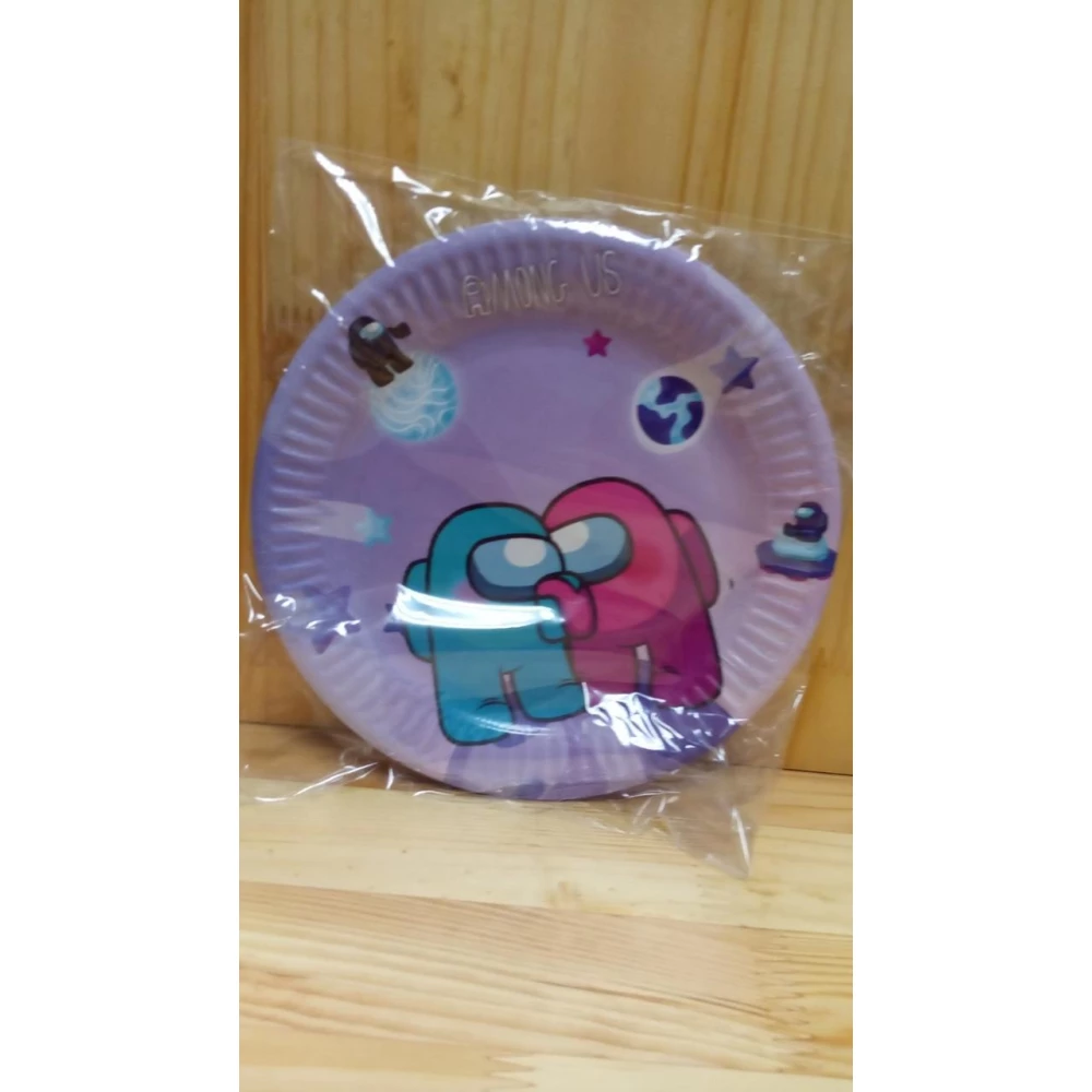 Тарелки “Амонг Ас“ 18 см Розовые бумажные тарелочки -