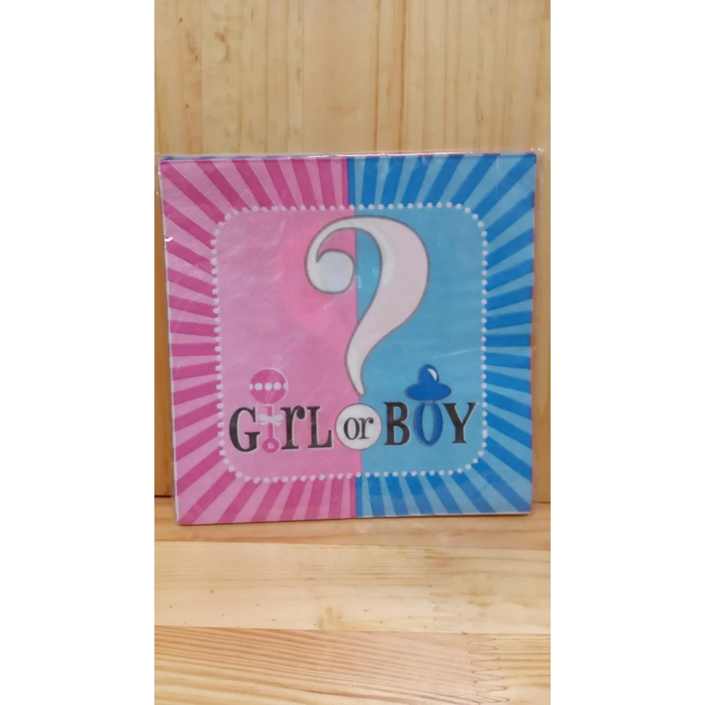 Салфетки “Girl or Boy“ гендер-пати бумажные 15шт/уп. сервировочные одноразовые детские