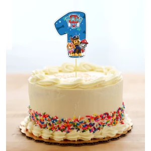 Изображение товара -  Топпер-цифра (от 0 до 10см цифра) вырубка “Щенячий патруль“ синий (1шт)- КАРТОН 1