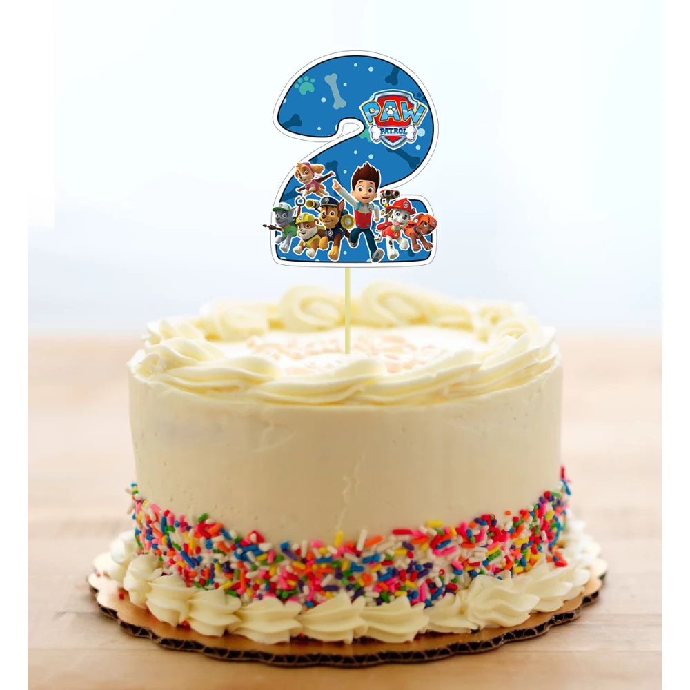 Топпер-цифра (от 0 до 10см цифра) вырубка “Щенячий патруль“ синий (1шт)- КАРТОН 2