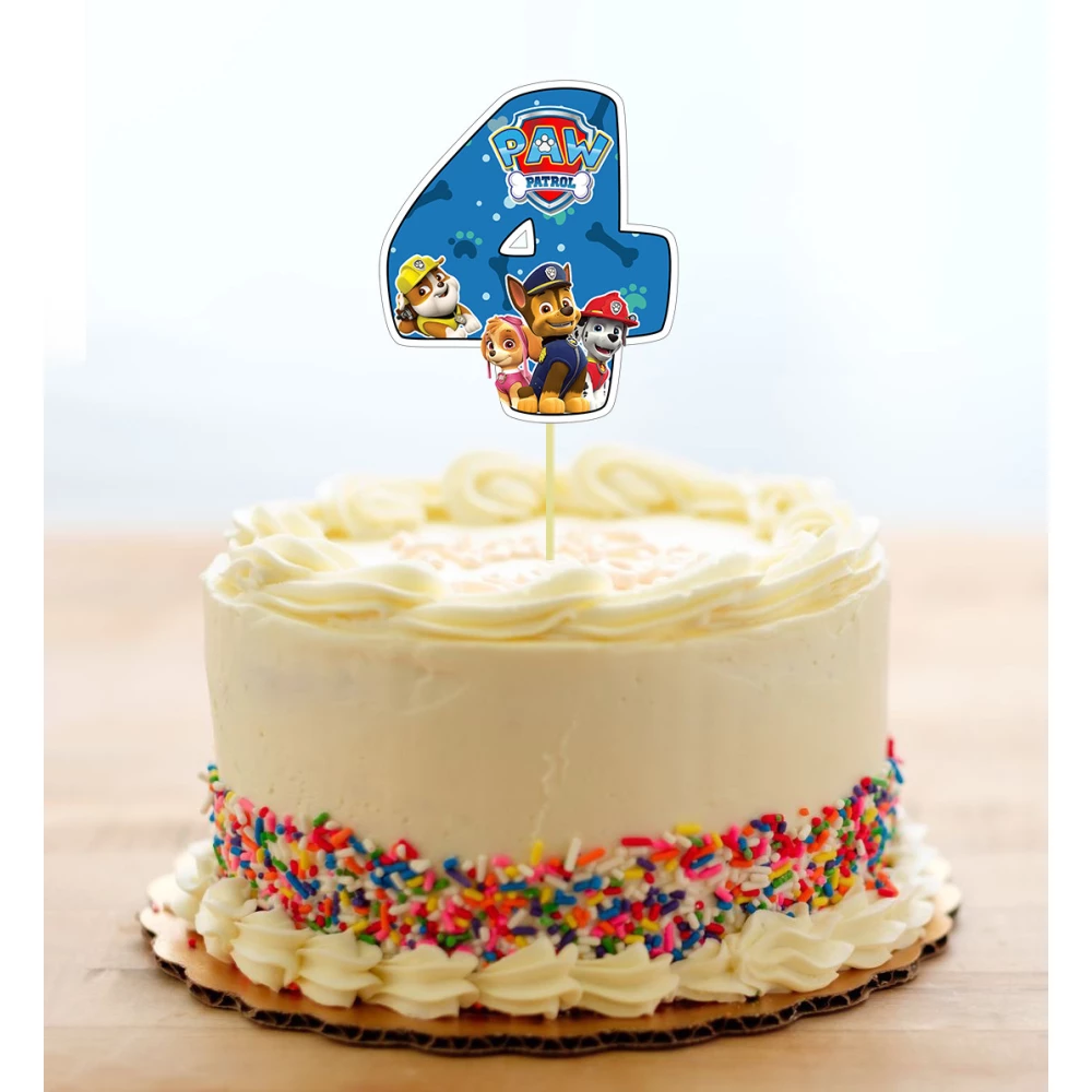 Топпер-цифра (от 0 до 10см цифра) вырубка “Щенячий патруль“ синий (1шт)- КАРТОН 4