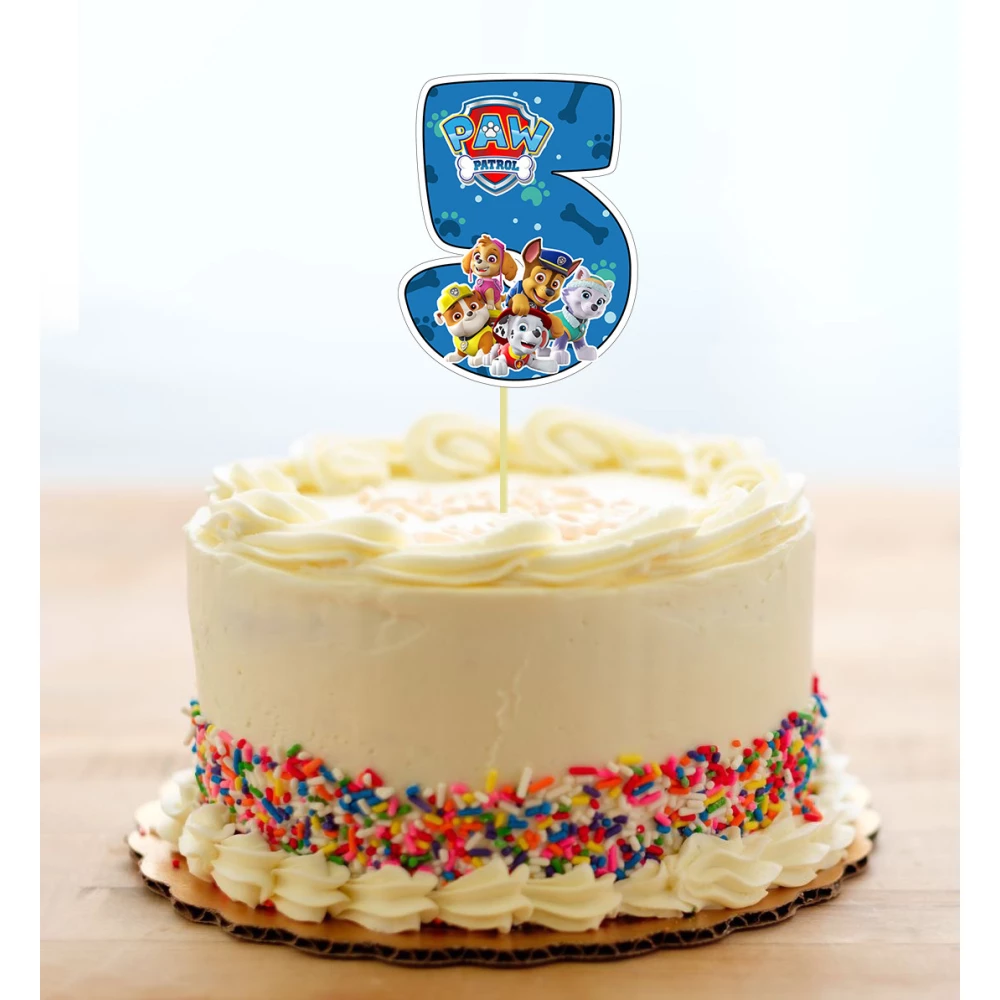 Топпер-цифра (от 0 до 10см цифра) вырубка “Щенячий патруль“ синий (1шт)- КАРТОН 5