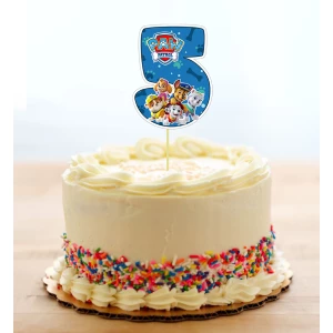 Изображение товара -  Топпер-цифра (от 0 до 10см цифра) вырубка “Щенячий патруль“ синий (1шт)- КАРТОН 5