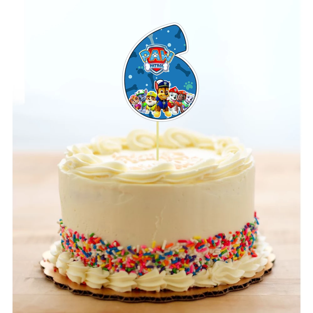 Топпер-цифра (от 0 до 10см цифра) вырубка “Щенячий патруль“ синий (1шт)- КАРТОН 6