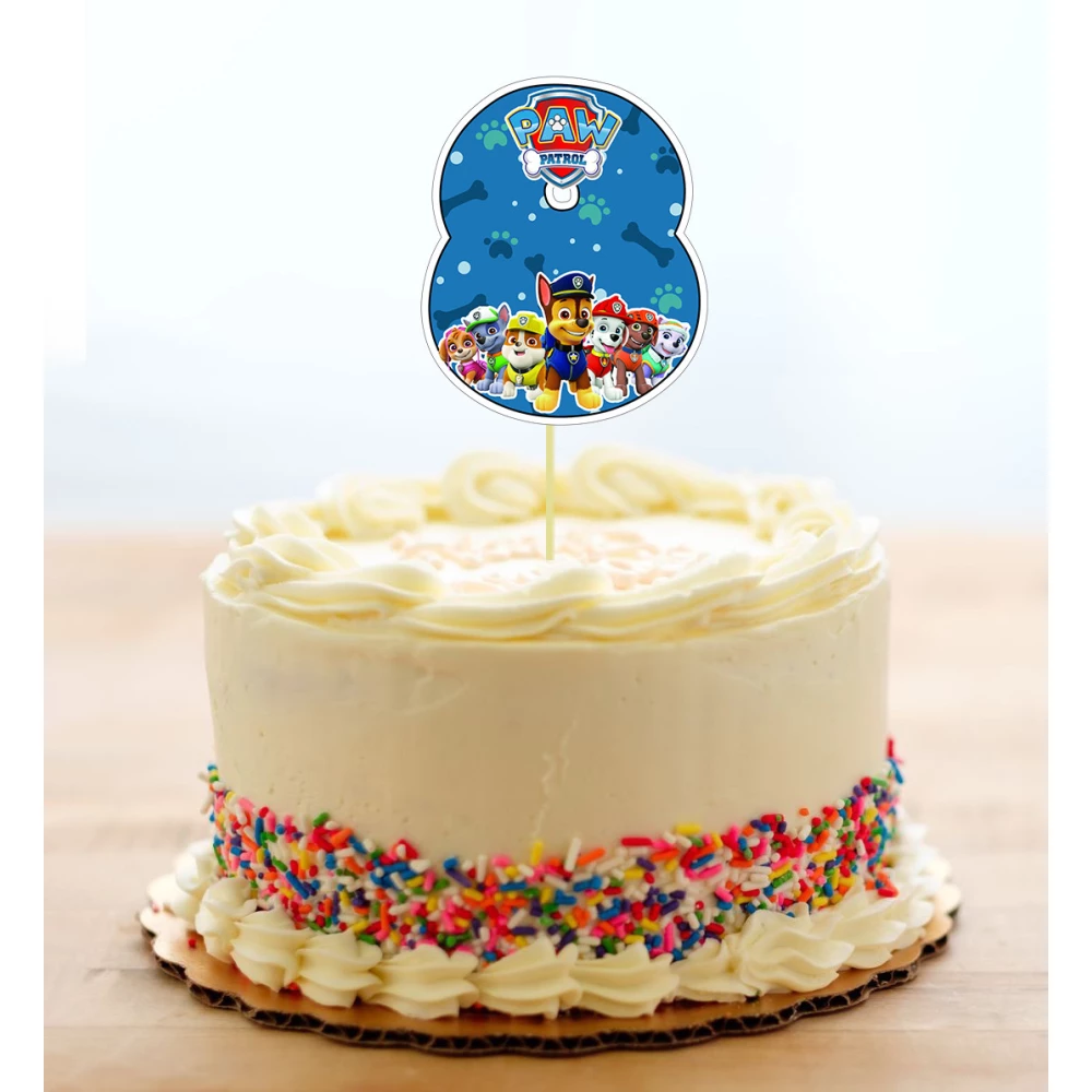 Топпер-цифра (от 0 до 10см цифра) вырубка “Щенячий патруль“ синий (1шт)- КАРТОН 8