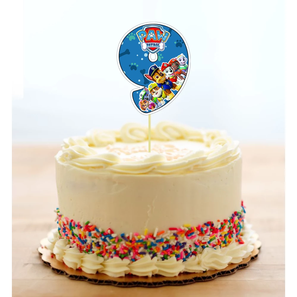 Топпер-цифра (от 0 до 10см цифра) вырубка “Щенячий патруль“ синий (1шт)- КАРТОН 9