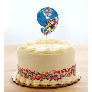 Изображение товара -  Топпер-цифра (от 0 до 10см цифра) вырубка “Щенячий патруль“ синий (1шт)- КАРТОН 9