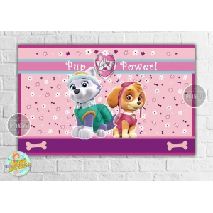 Изображение товара -  Плакат “Щенячий патруль- Скай и Эверест“ Розовый 120х75 см на детский День рождения -