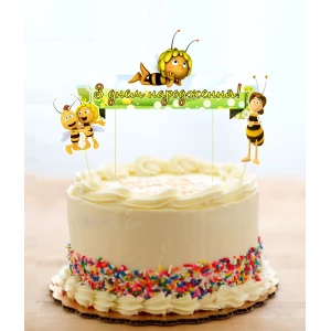 Изображение товара -  Набор Топперов “Пчёлка Майя / Maya the Bee“ в торт с флажком (КАРТОН) (Украинский)