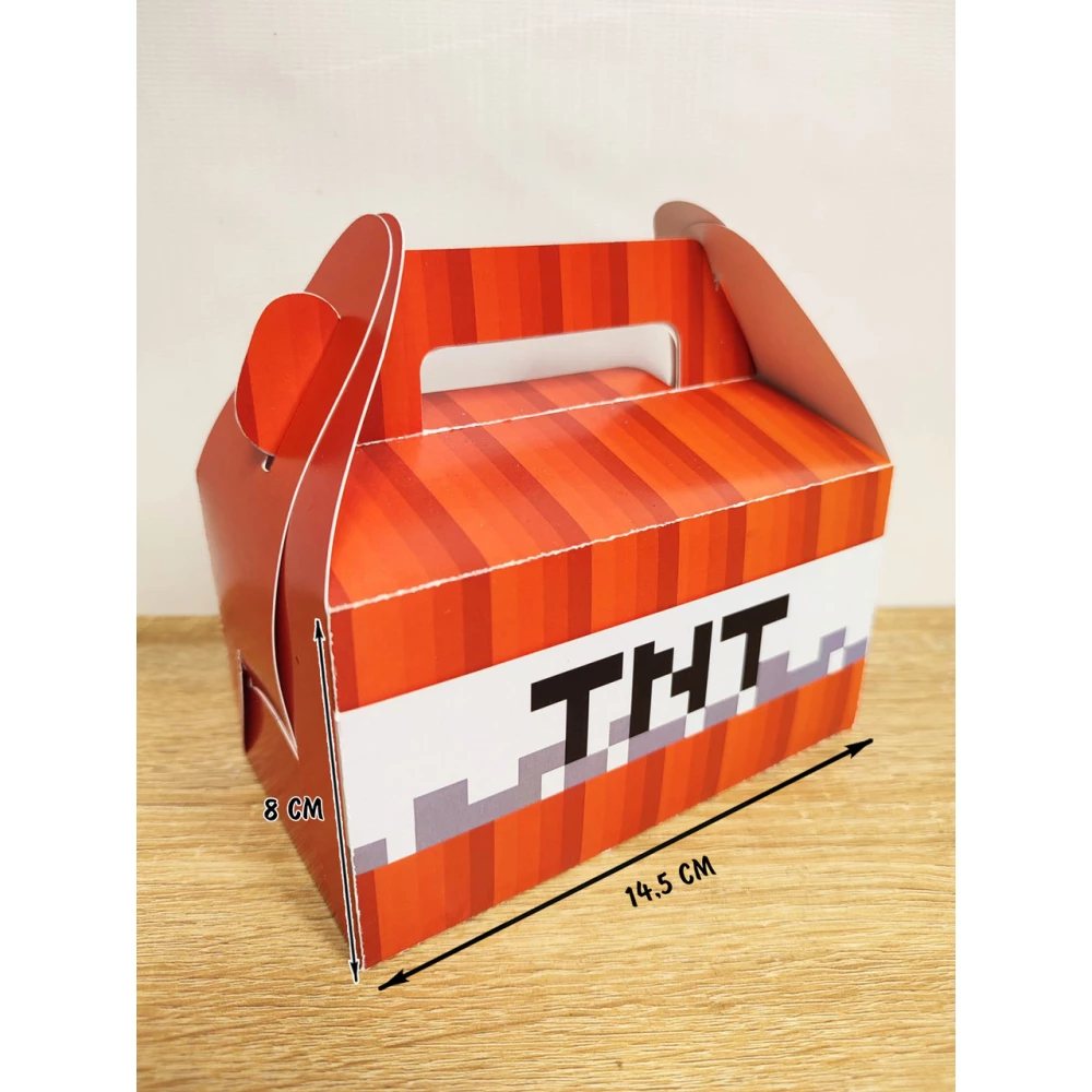 Коробочка “Майнкрафт ТНТ“ для подарков, мини тортика, комплимент гостям 14х14,5х8 см малотиражные -