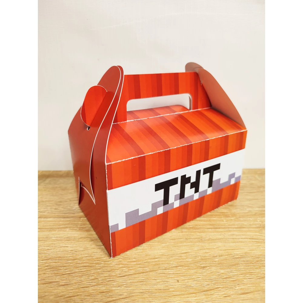 Коробочка “Майнкрафт ТНТ“ для подарков, мини тортика, комплимент гостям 14х14,5х8 см малотиражные -