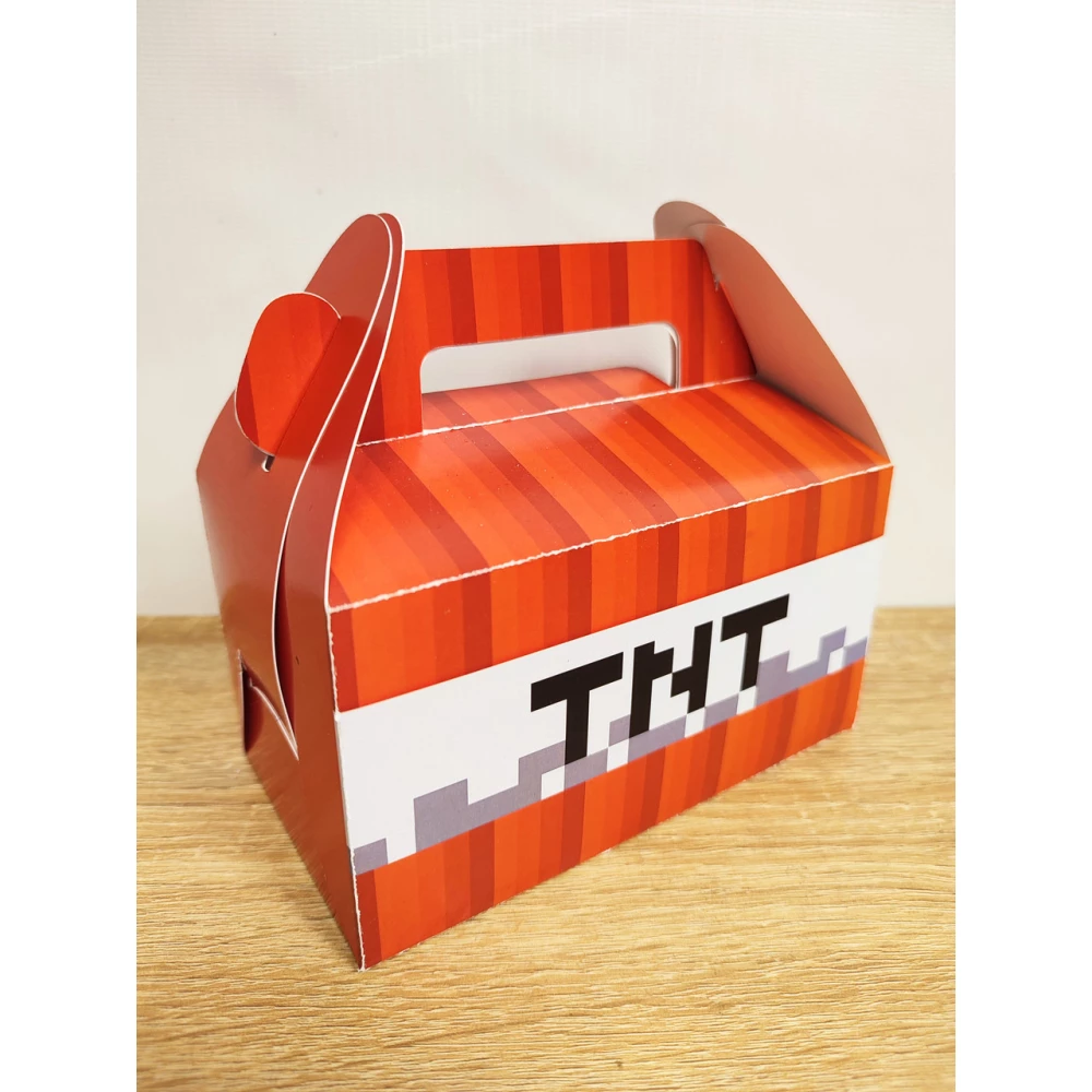 Коробочка “Майнкрафт ТНТ“ для подарков, мини тортика, комплимент гостям 14х14,5х8 см малотиражные -