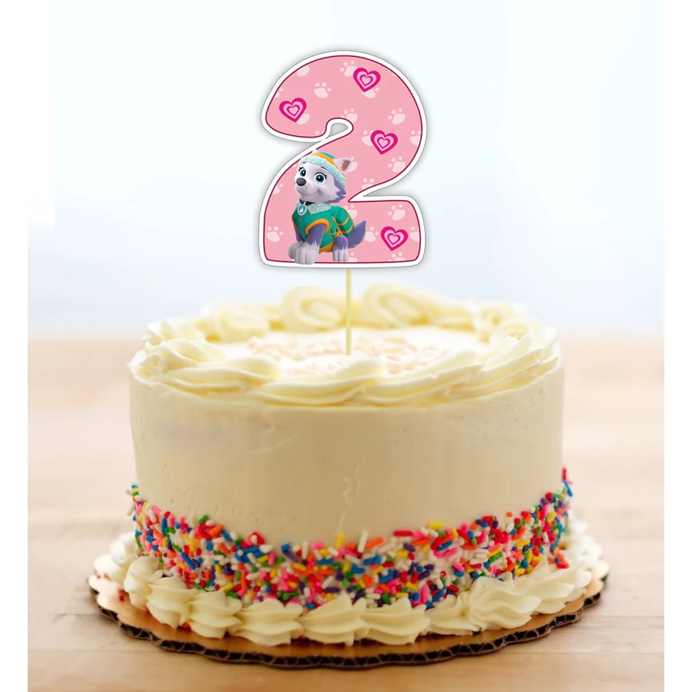 Топпер-цифра (от 0 до 10см цифра) вырубка “Щенячий патруль“ Розовый (1шт)- КАРТОН 2