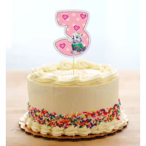 Изображение товара - Топпер-цифра (от 0 до 10см цифра) вырубка “Щенячий патруль“ Розовый (1шт)- КАРТОН 3