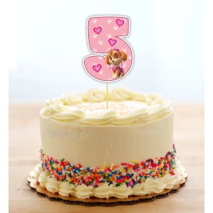 Изображение товара - Топпер-цифра (от 0 до 10см цифра) вырубка “Щенячий патруль“ Розовый (1шт)- КАРТОН 5