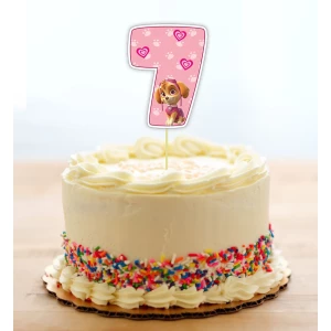 Изображение товара - Топпер-цифра (от 0 до 10см цифра) вырубка “Щенячий патруль“ Розовый (1шт)- КАРТОН 7