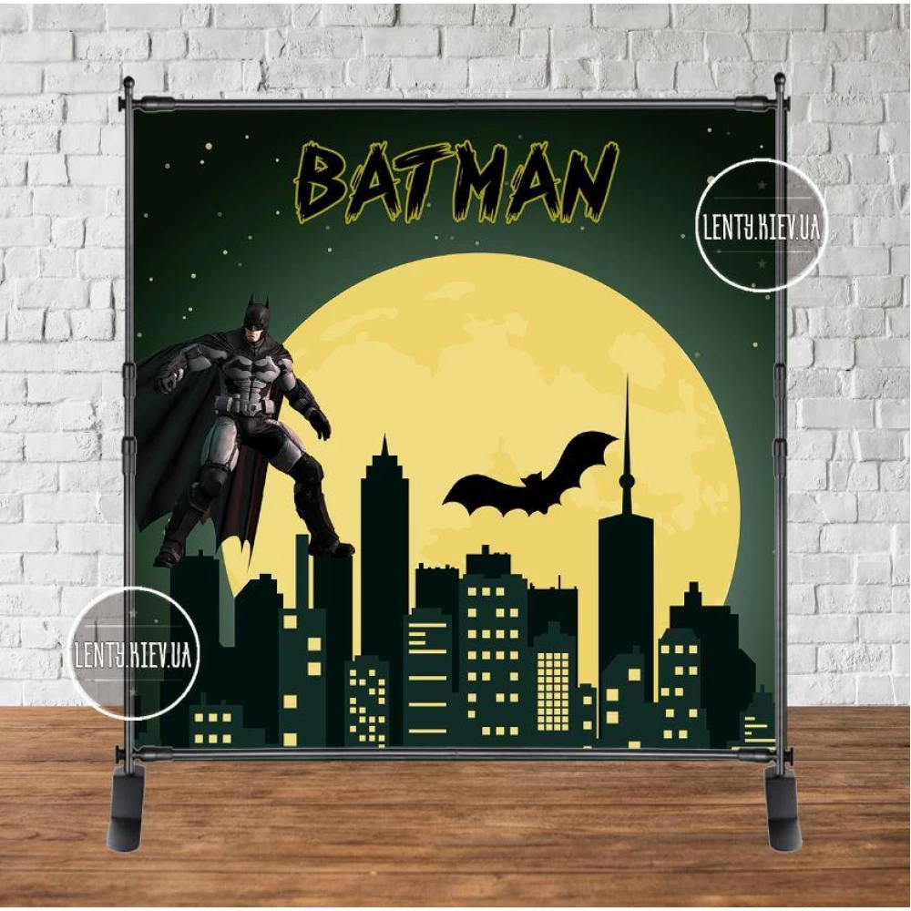 Баннер 2х2м“Бэтмен / Бетмен/Batman-город“- Фотозона (виниловый) на день рождения (без каркаса) -