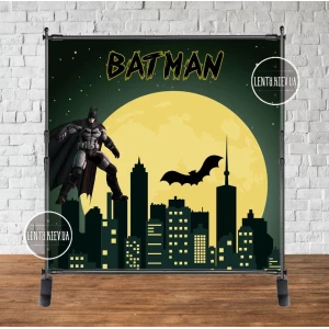 Изображение товара -  Баннер 2х2м“Бэтмен / Бетмен/Batman-город“- Фотозона (виниловый) на день рождения (без каркаса) -