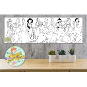 Изображение товара - Плакат Раскраска “Принцессы Дисней“ 30х90 см