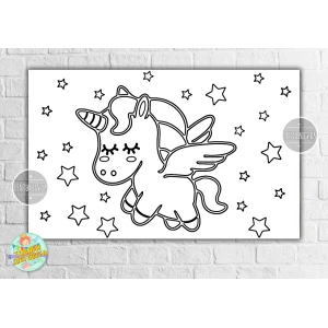 Изображение товара - Плакат - Раскраска “Маленький единорог с крылышками“ 120х75 см