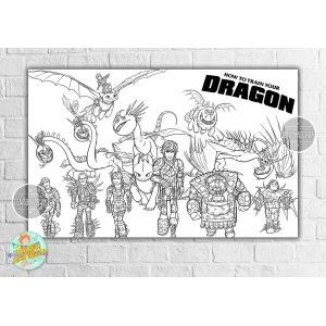 Изображение товара - Плакат - Раскраска “Как приручить дракона“ 120х75 см