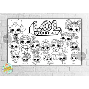 Изображение товара -  Плакат - Раскраска “Куклы ЛОЛ/LOL“ 120х75 см